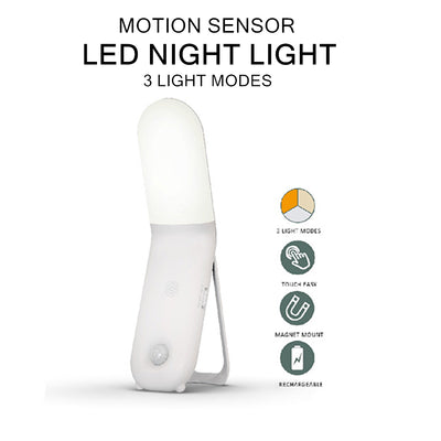 LED Motion Sensor Light Rechargeable 3 Modes Night Light Easy Touch Memory