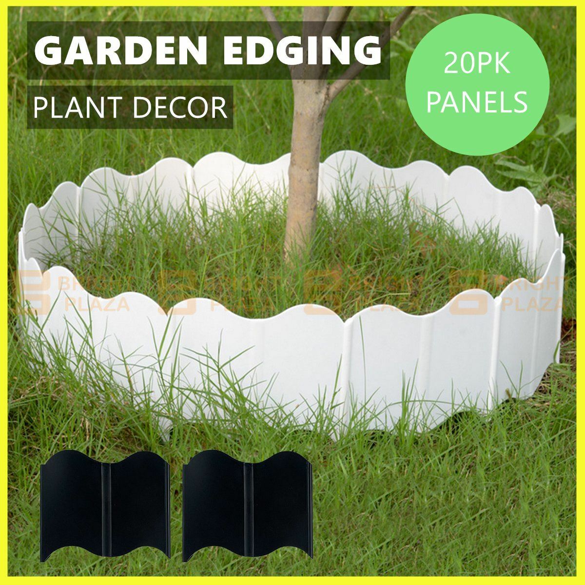 20pk Plastic Garden Edging Panels Outdoor Plant Lawn Flower Border Fen ...