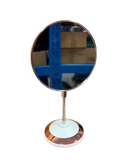 Rose Gold Round Makeup Mirror Double-Sided Cosmetic Mirror with Adjustable Neck