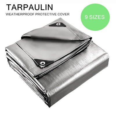 Durable Tarpaulin Waterproof Cover Shelter Camping Car Weatherproof Silver Tarp
