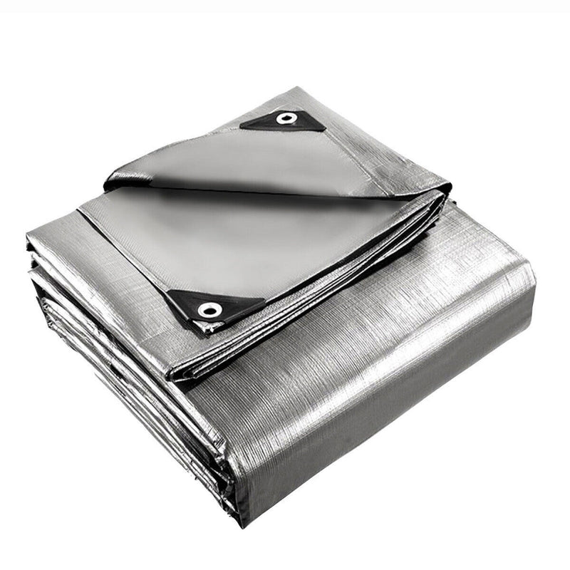 Durable Tarpaulin Waterproof Cover Shelter Camping Car Weatherproof Silver Tarp