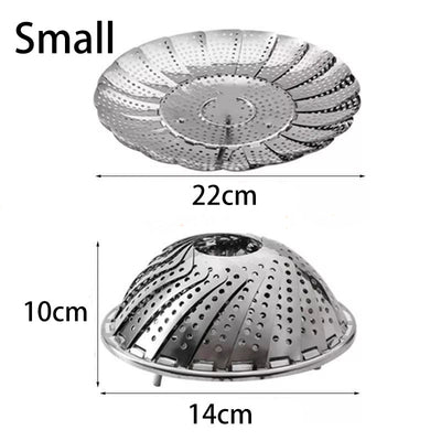 Stainless Steel Steamer Basket Folding Multi-Function Steam Tray Plate Vegetable