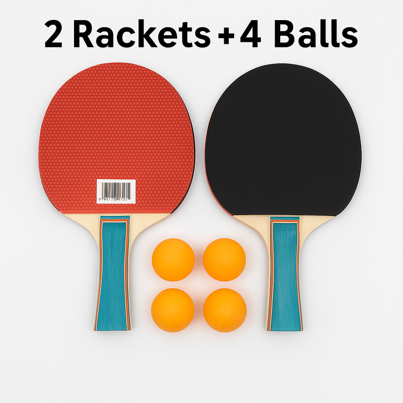 Table Tennis Set 2 Rackets + 4 Balls Ping Pong Paddle Kit Beginner Indoor Outdoor Game