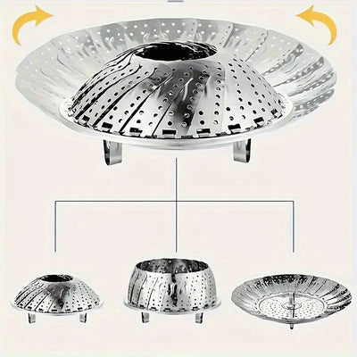 Stainless Steel Steamer Basket Folding Multi-Function Steam Tray Plate Vegetable