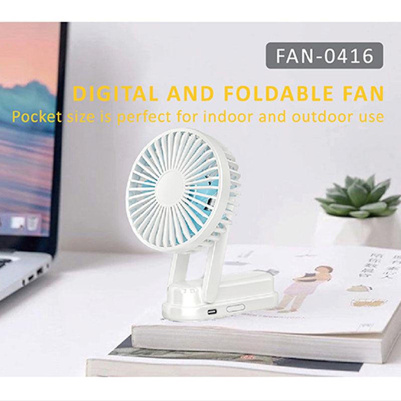 Portable Hand-Held Fan USB Rechargeable Folding Fans Desktop Cooler Digital Display