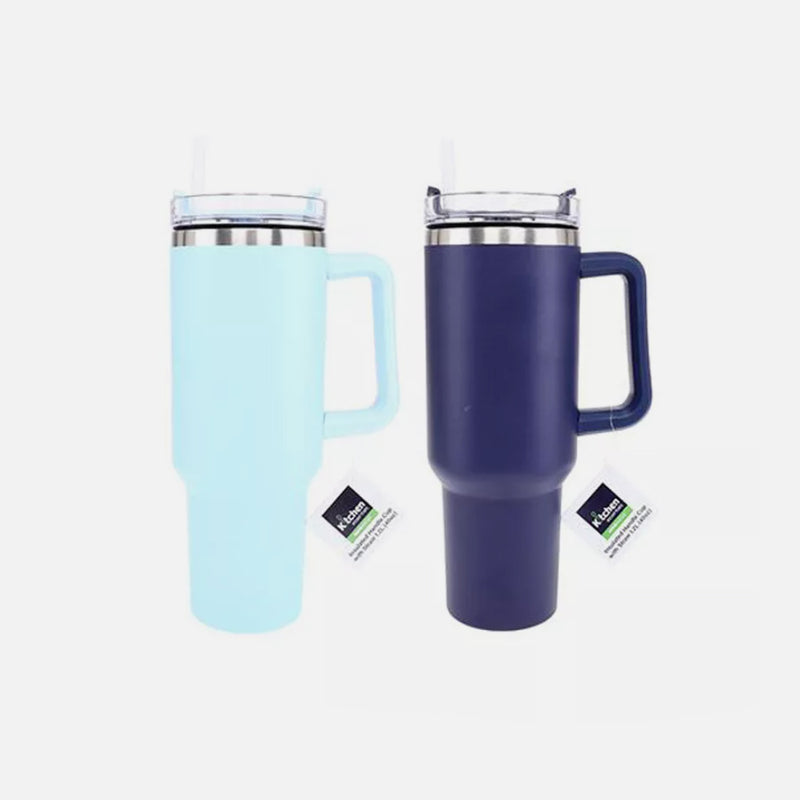 1.2L Insulated Cup Mug Tumbler Bottle with Straw and Handle 40oz Stainless Steel