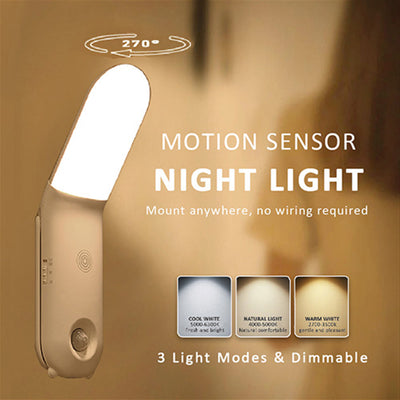 LED Motion Sensor Light Rechargeable 3 Modes Night Light Easy Touch Memory
