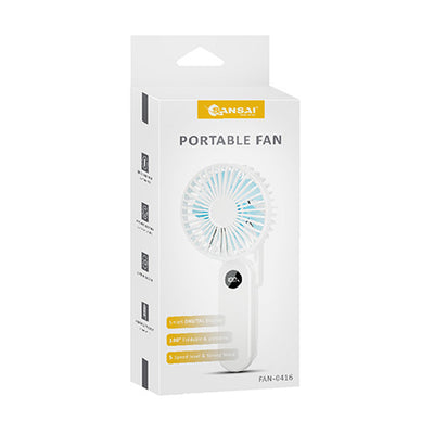 Portable Hand-Held Fan USB Rechargeable Folding Fans Desktop Cooler Digital Display
