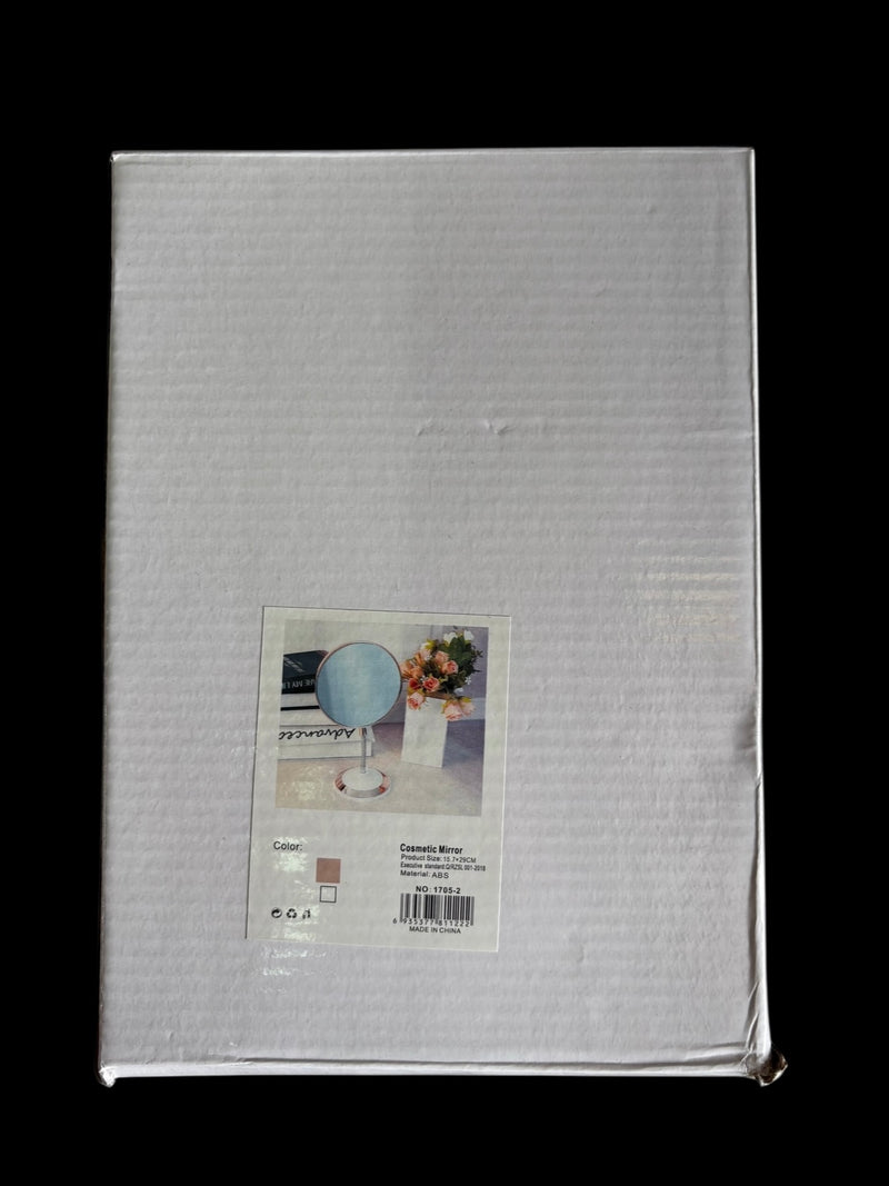 Rose Gold Round Makeup Mirror Double-Sided Cosmetic Mirror with Adjustable Neck