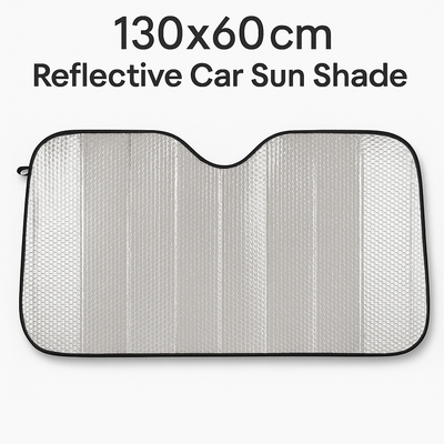 Metallic Foldable Reflective Car Windshield Sun Shade 130x60cm Anti-UV Protection