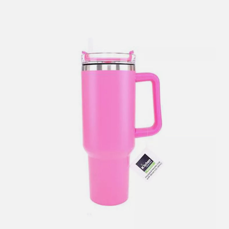 1.2L Insulated Cup Mug Tumbler Bottle with Straw and Handle 40oz Stainless Steel