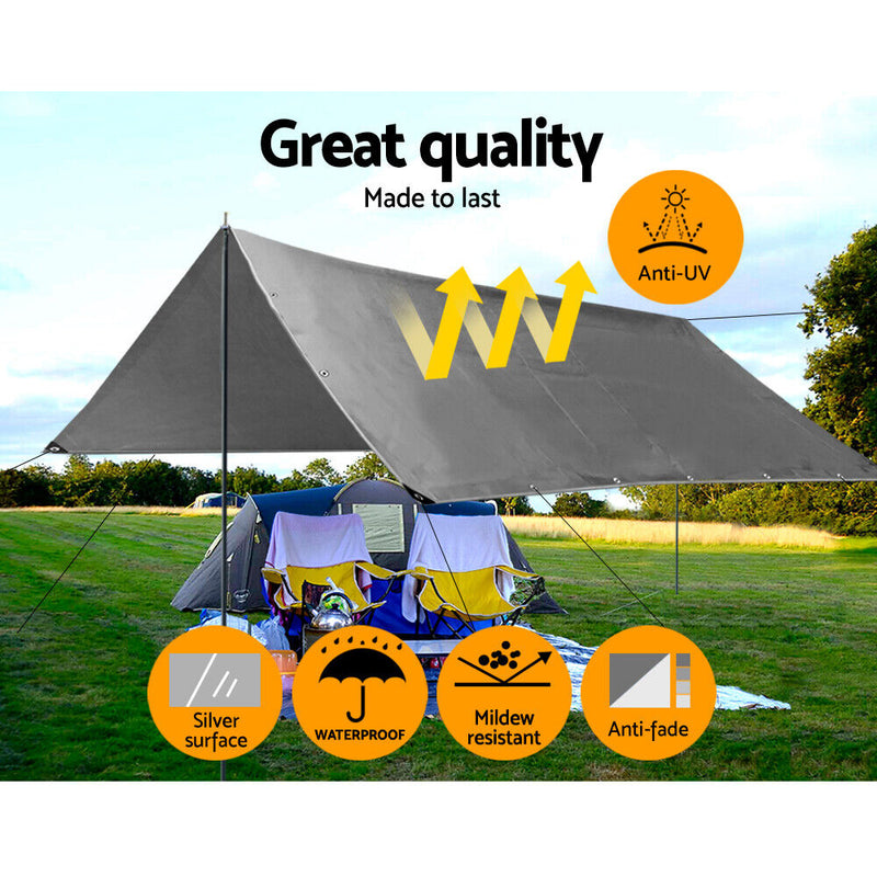 Durable Tarpaulin Waterproof Cover Shelter Camping Car Weatherproof Silver Tarp