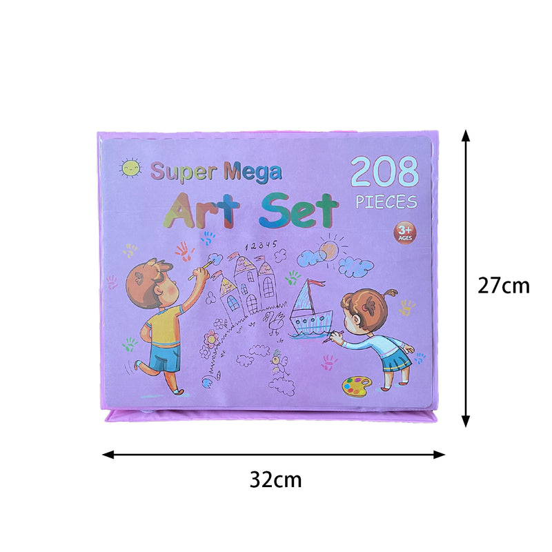 208PCS Kids Art Set Box Case Paint Draw Drawing Board Colour Pencils Pastels Artist Kit
