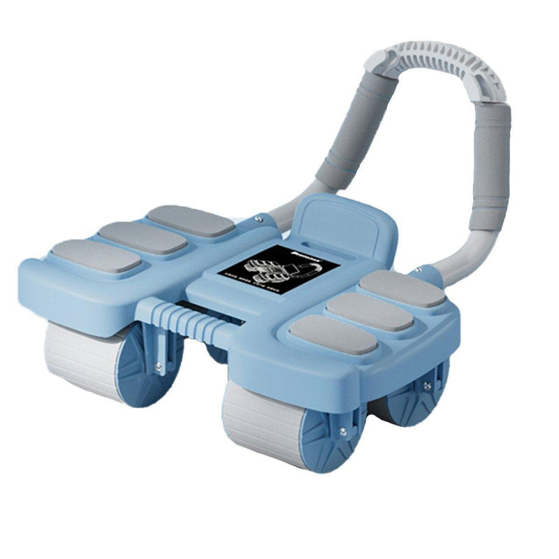Four Wheel Abdominal Exercise Roller Elbow Support Core Strength Training - Blue