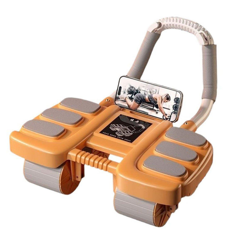 Four Wheel Abdominal Exercise Roller Elbow Support Core Strength Training - Orange