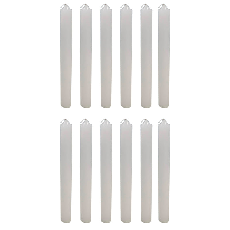 12 x Dinner Candle Unscented White Candles Plain 20cm Long Wedding Church Home