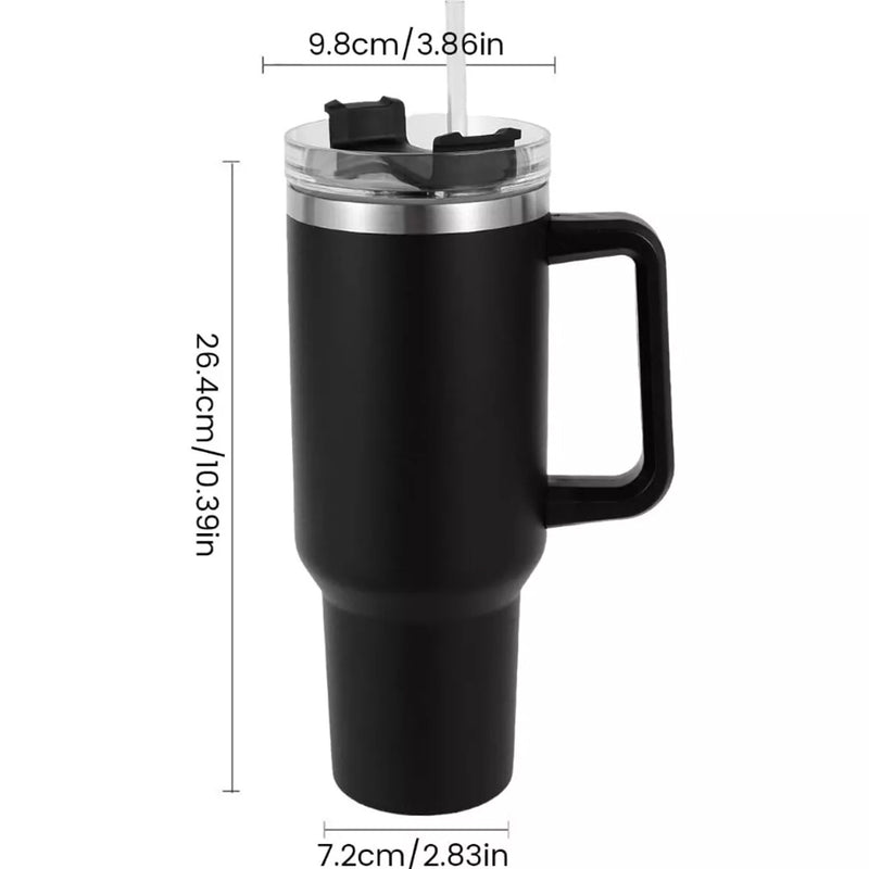 1.2L Insulated Cup Mug Tumbler Bottle with Straw and Handle 40oz Stainless Steel
