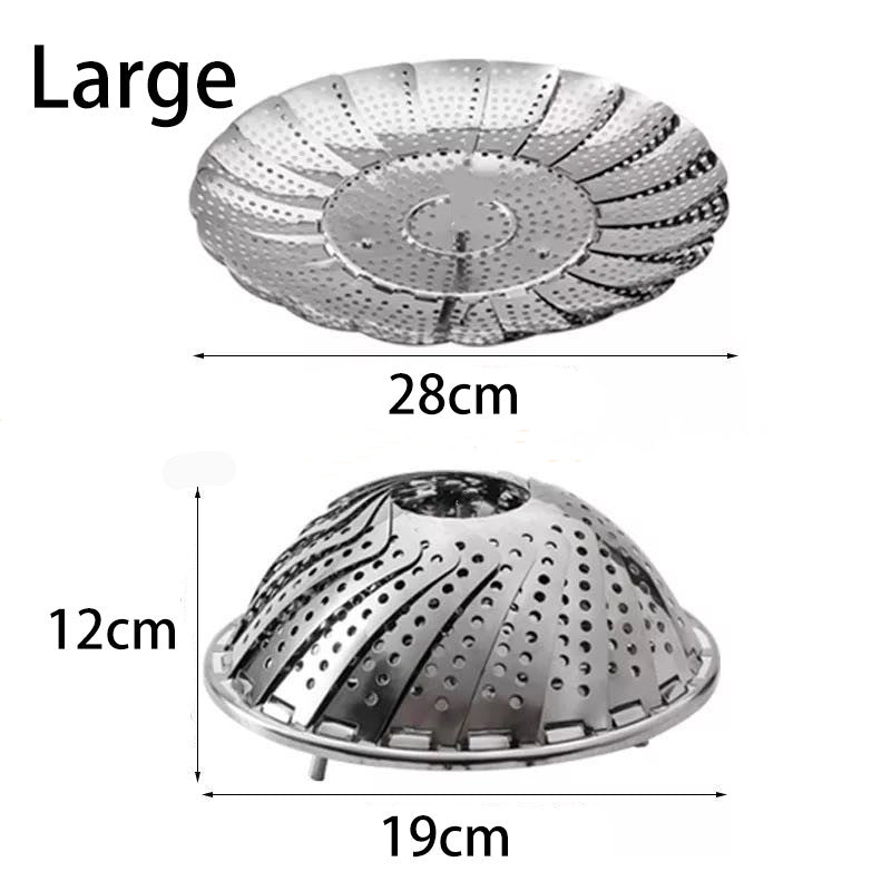 Stainless Steel Steamer Basket Folding Multi-Function Steam Tray Plate Vegetable