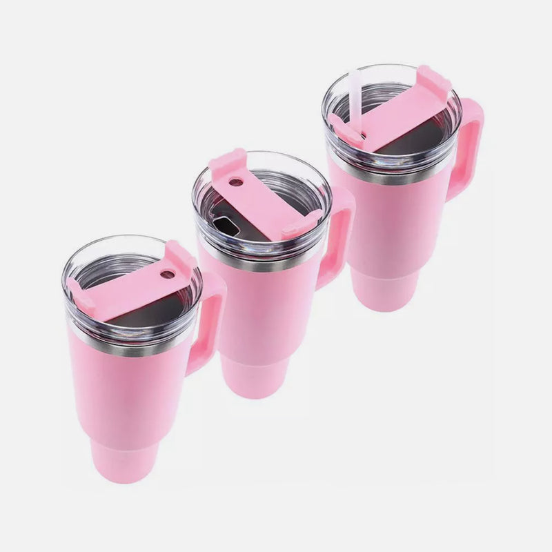 1.2L Insulated Cup Mug Tumbler Bottle with Straw and Handle 40oz Stainless Steel