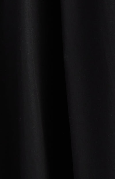 Cotton Contrast Neckline Ruched Bodice Midi Dress Black Womens Clothing