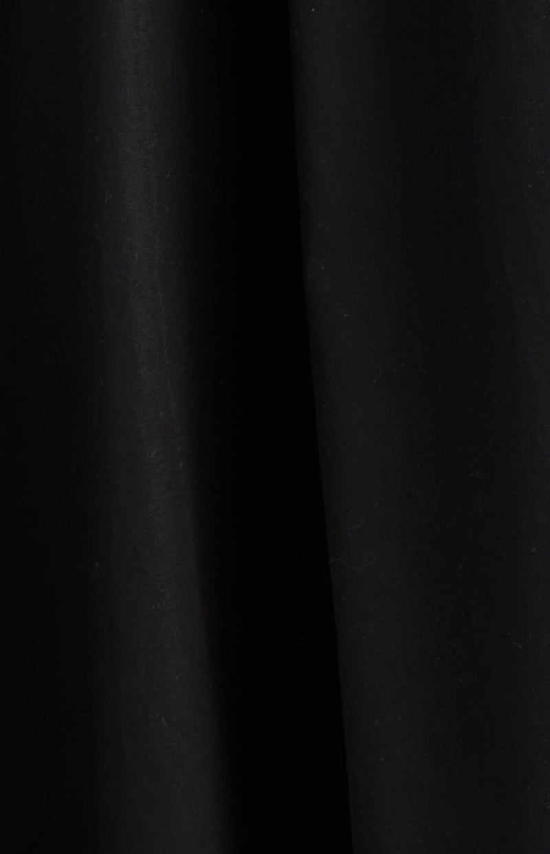 Cotton Contrast Neckline Ruched Bodice Midi Dress Black Womens Clothing